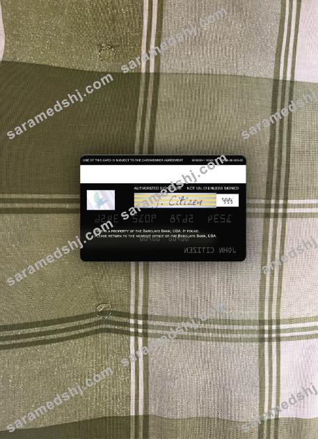 USA Barclays Bank visa card photolook back